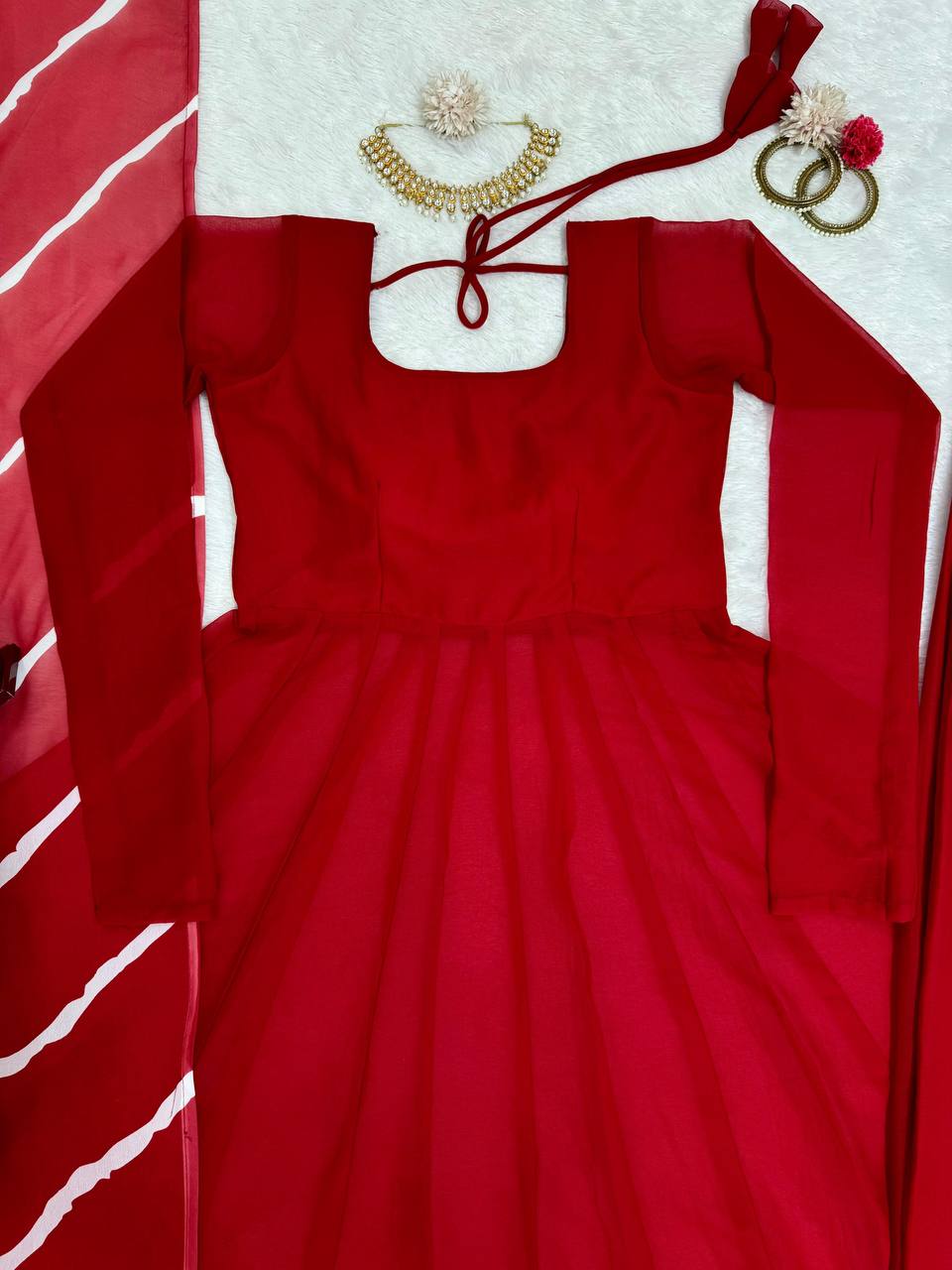 Red Elegant Anarkali Gown Set