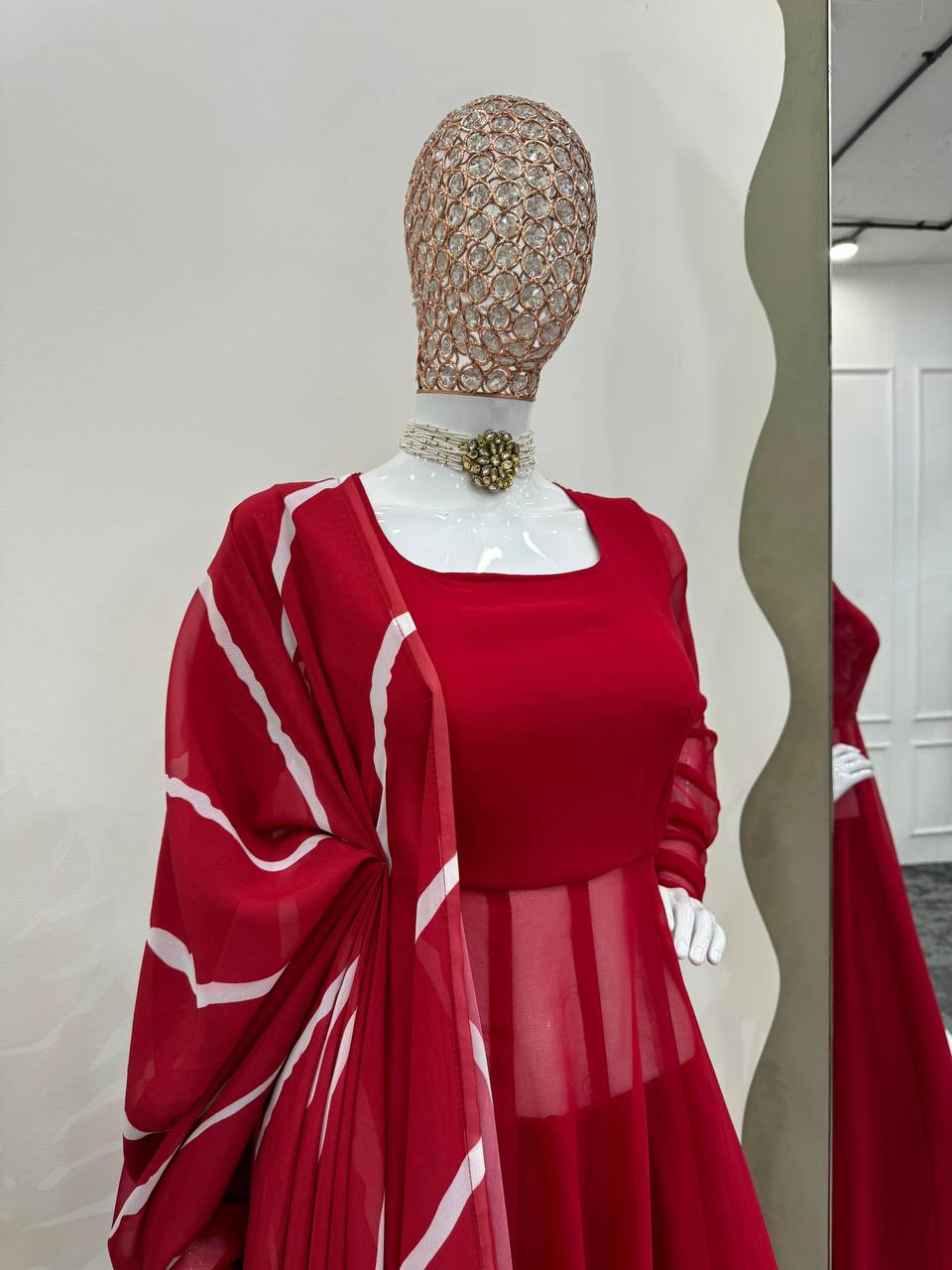 Red Elegant Anarkali Gown Set