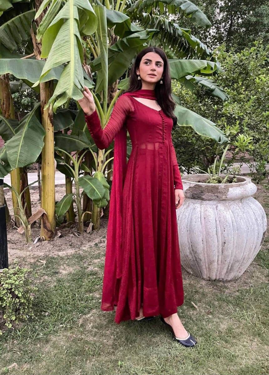 Red Elegant Georgette Silk Anarkali Suit with Modern Touch