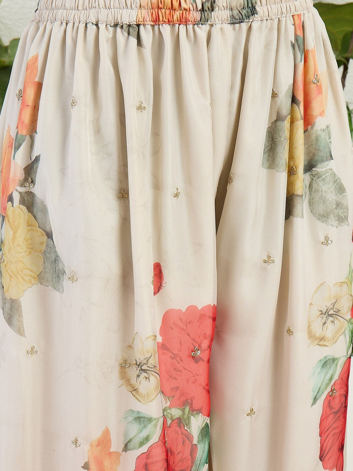 Red Embroidered Kurta Palazzo Set