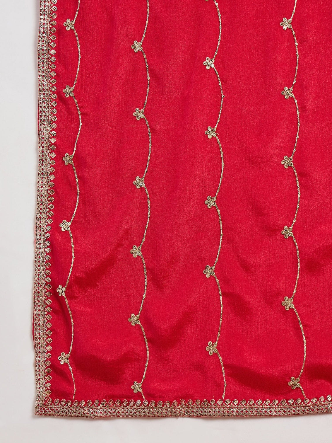 Red Embroidered Kurta Palazzo Set