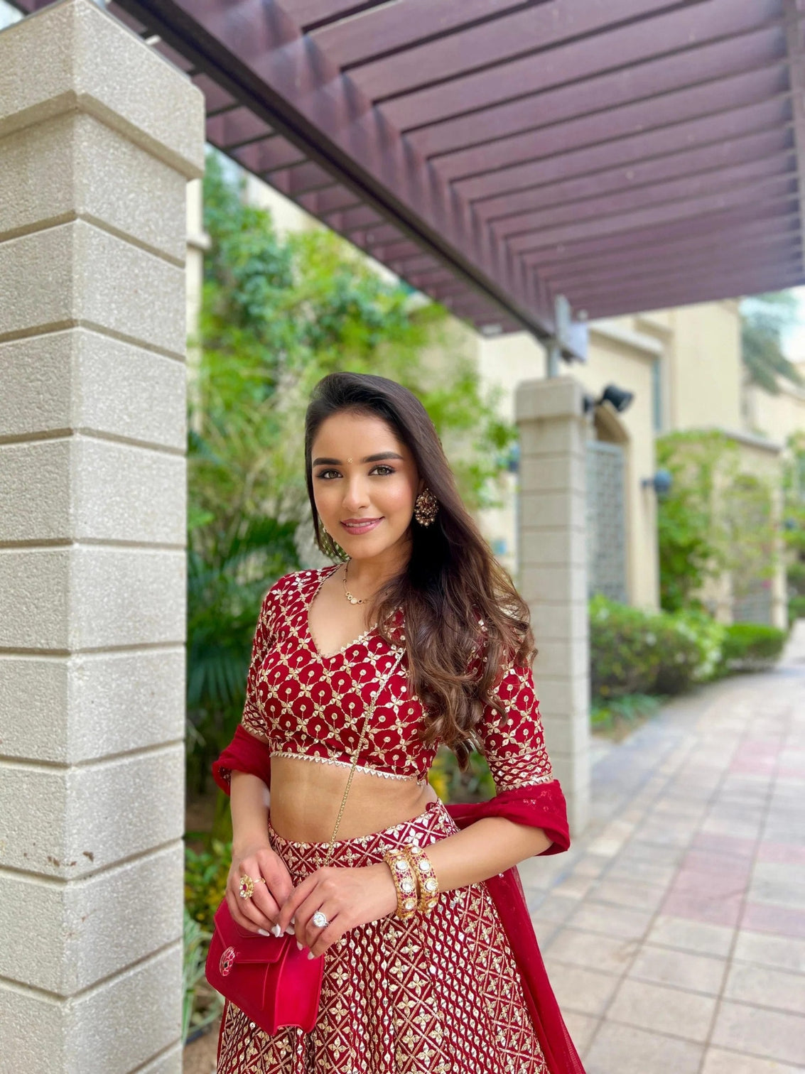 Red Georgette Designer Lehenga Set