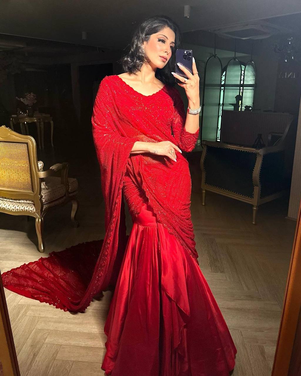Red Luxury Altar Satin Ready-to-Wear Lehenga Set with Embroidered Choli & Dupatta