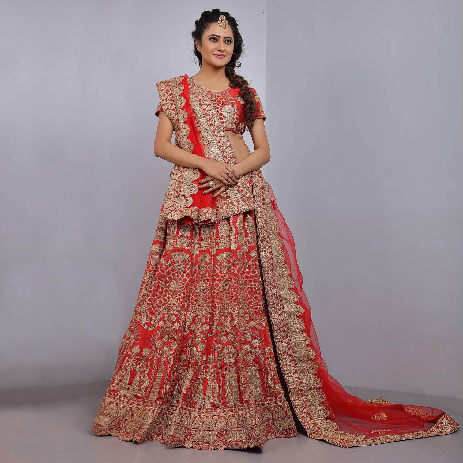 Red Party Wear Sequins Embroidered Tapetta Lehenga Choli