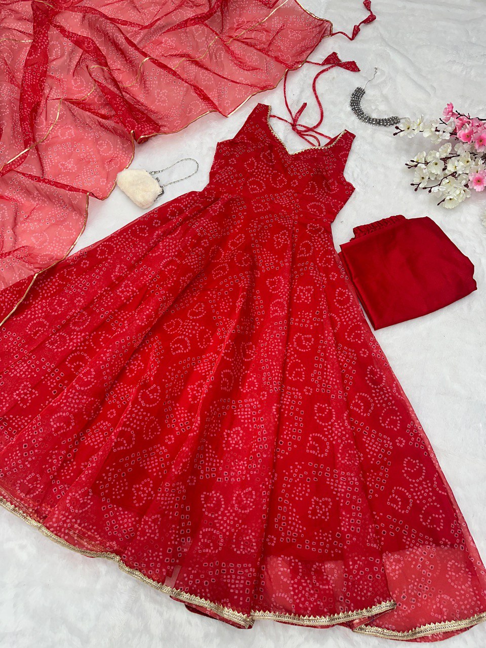 Red Exclusive Digital Printed Anarkali Suit