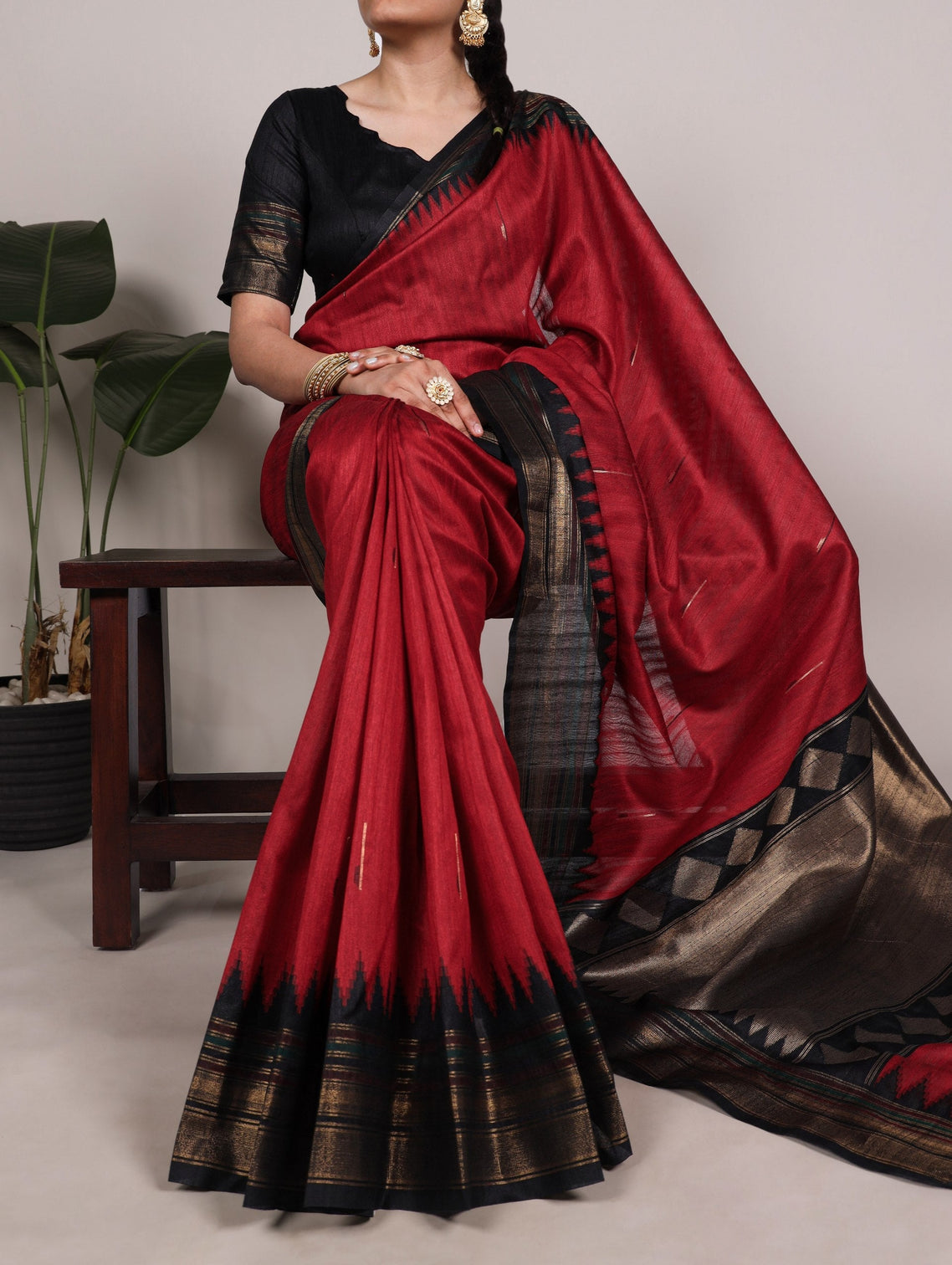 Red Silk Zari Weaving Saree