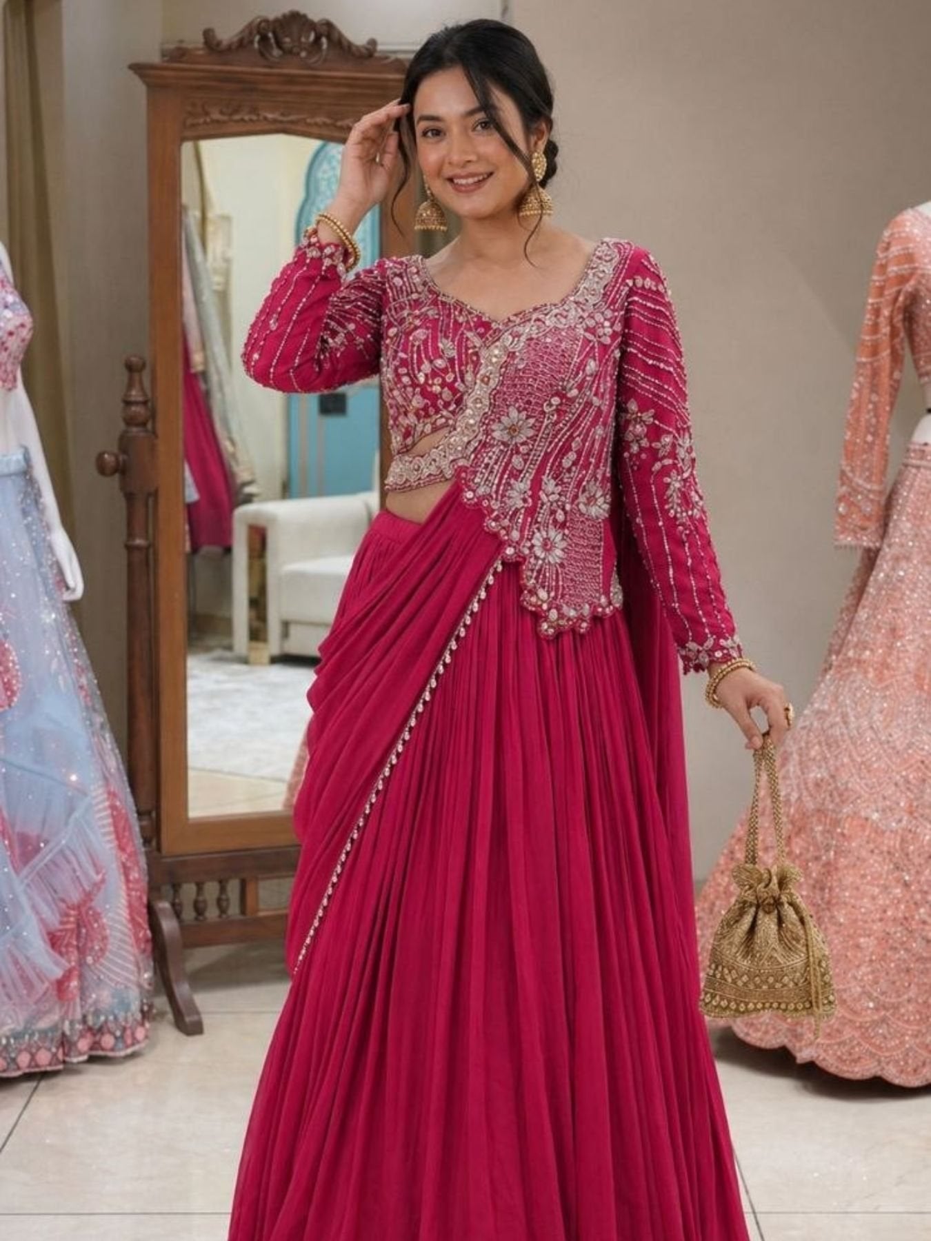 Rangoli Lehenga Choli with Embroidery Sequence Work For Special Occasions
