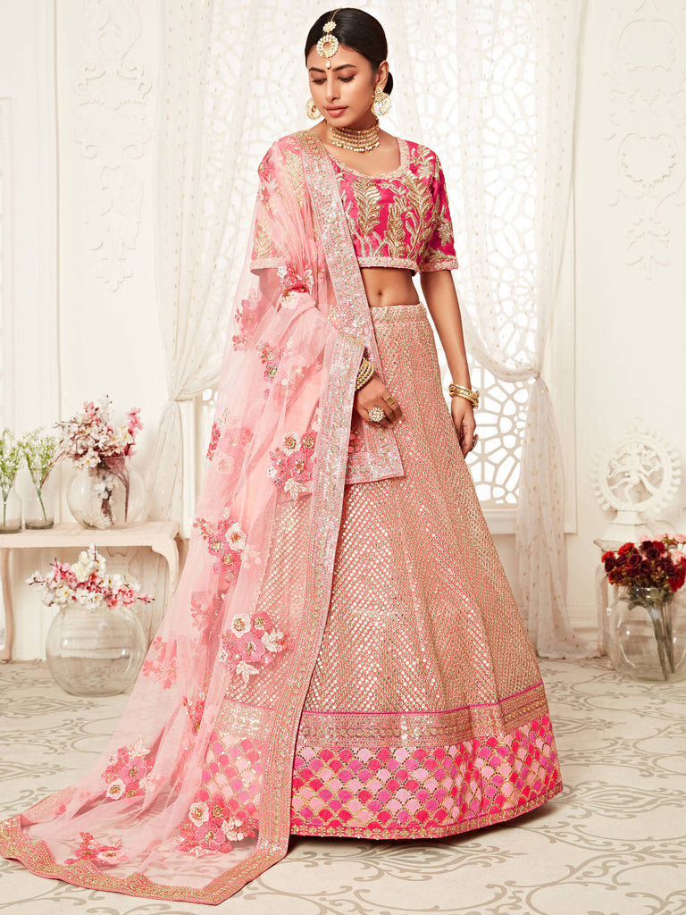 Regal golden pink bridal lehenga