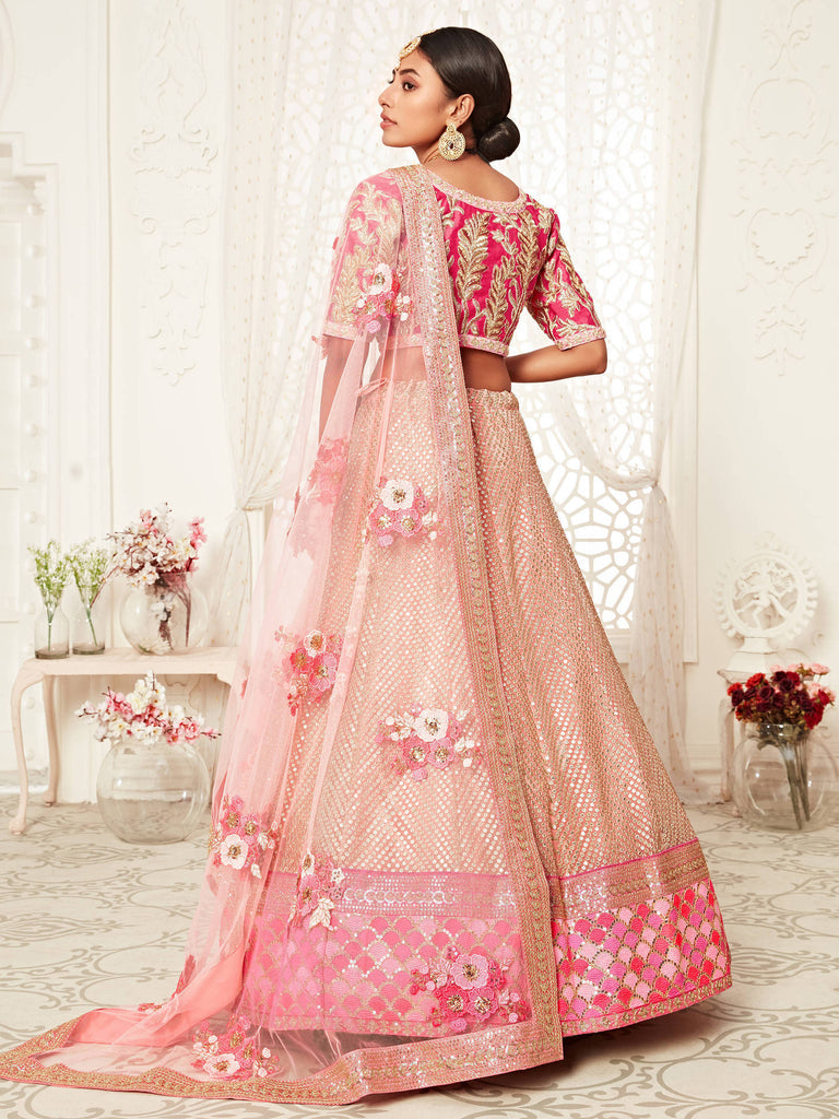 Regal golden pink bridal lehenga