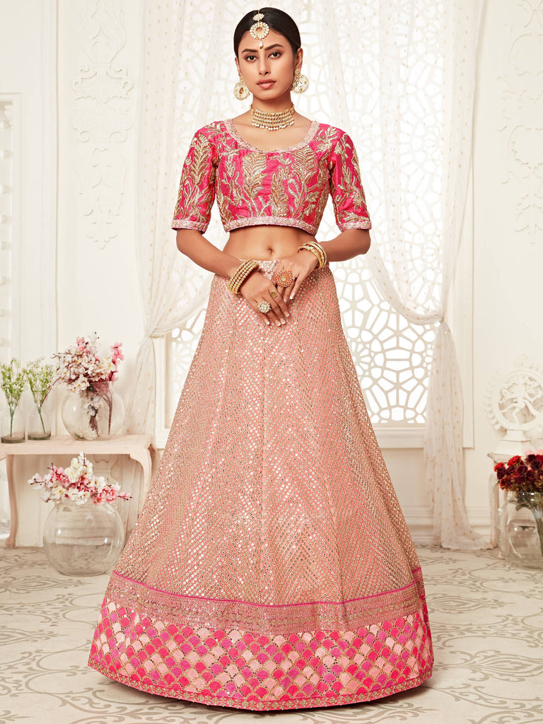 Regal golden pink bridal lehenga