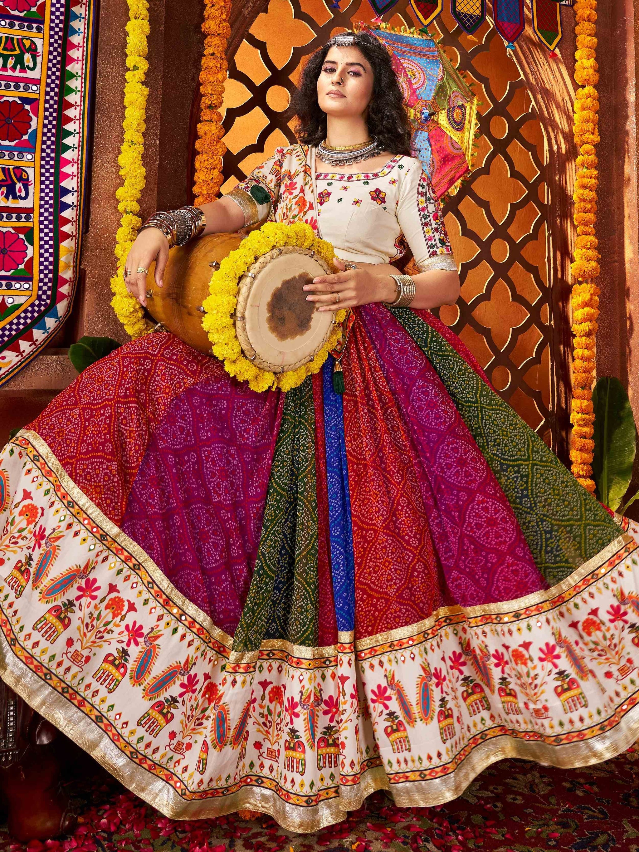 Regal Multi-Color Bandhani Printed Georgette Navratri Special Lehenga Choli