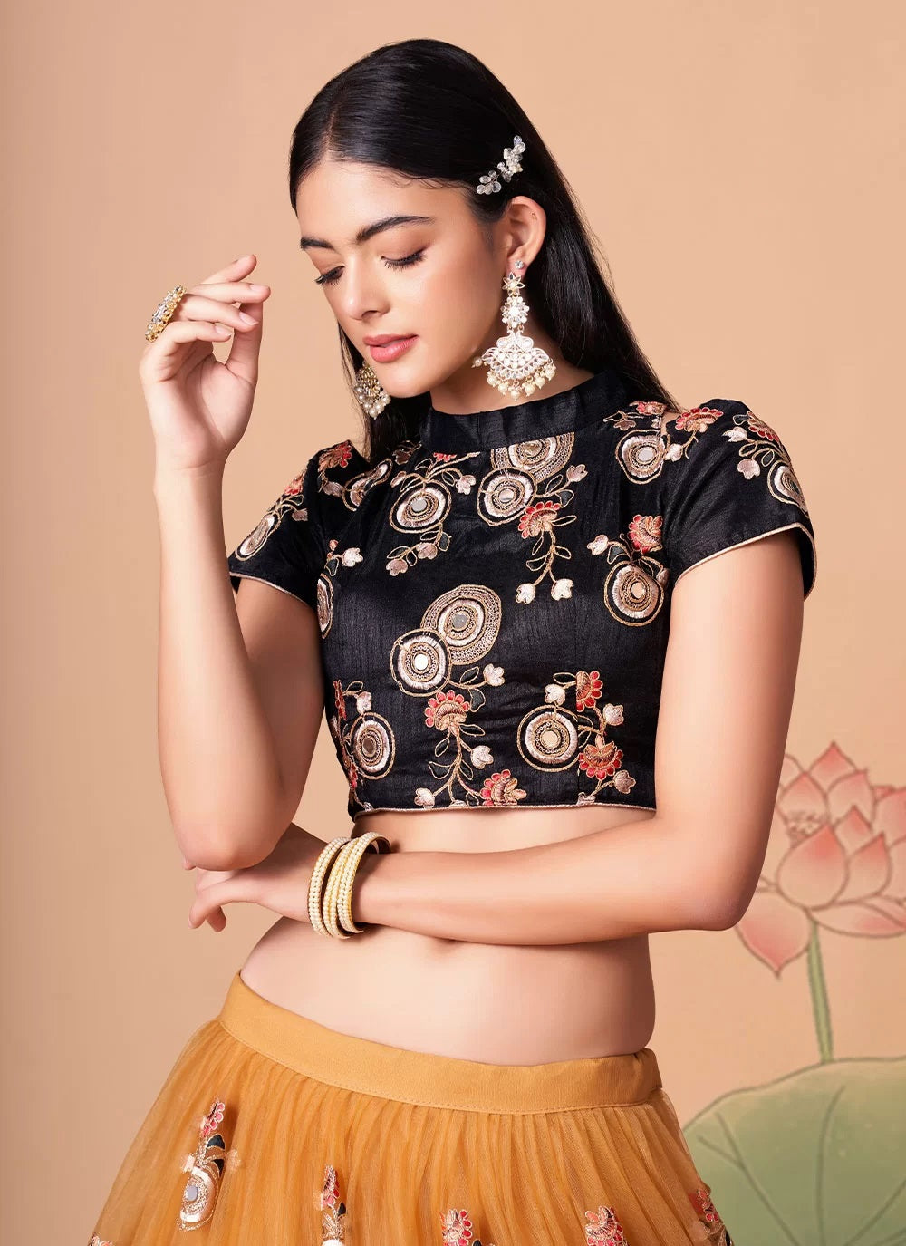 Regal net indian lehenga with traditional thread and zari work
