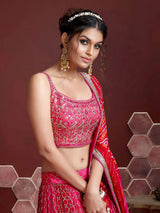 Remarkable Pink Sequins Embroidery Chinon Silk Lehenga Choli