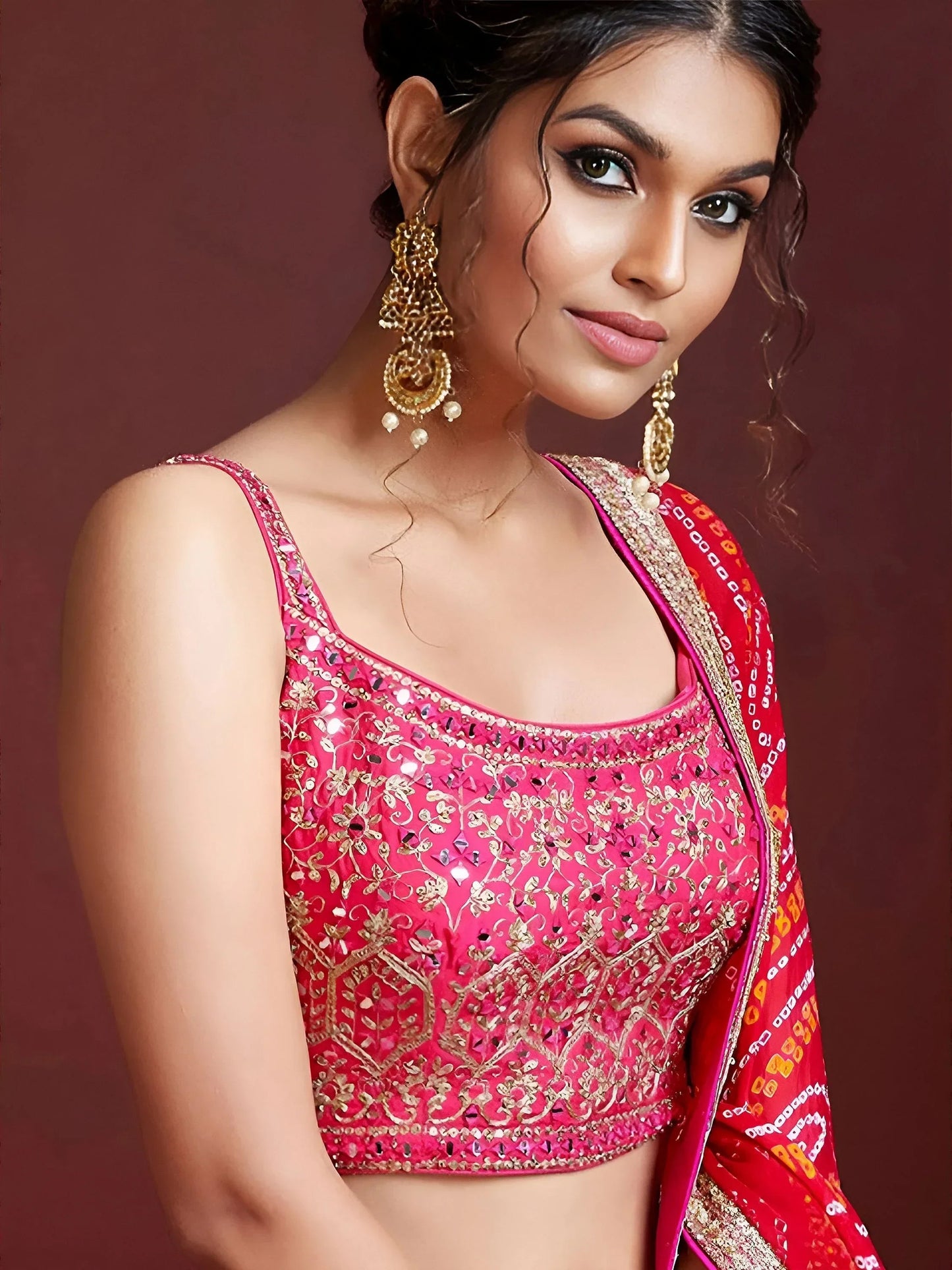 Remarkable Pink Sequins Embroidery Chinon Silk Lehenga Choli