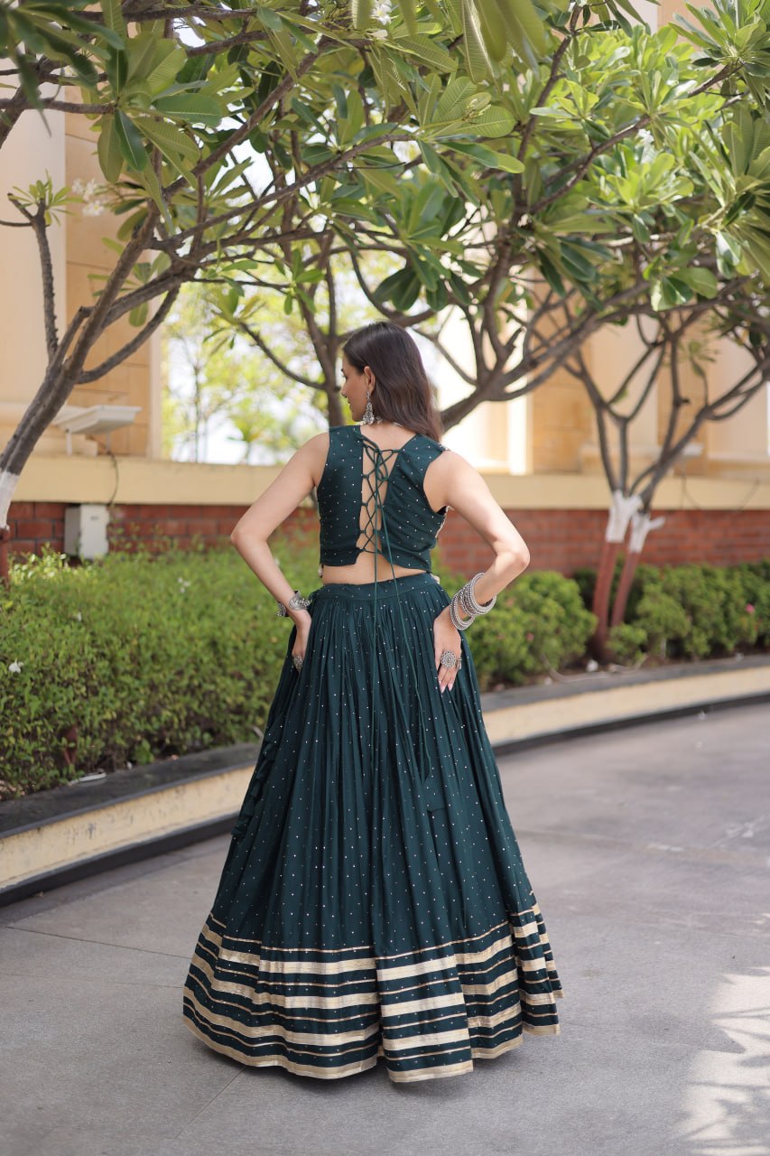 Reyon Gamthi Mirror Work Lehenga Set