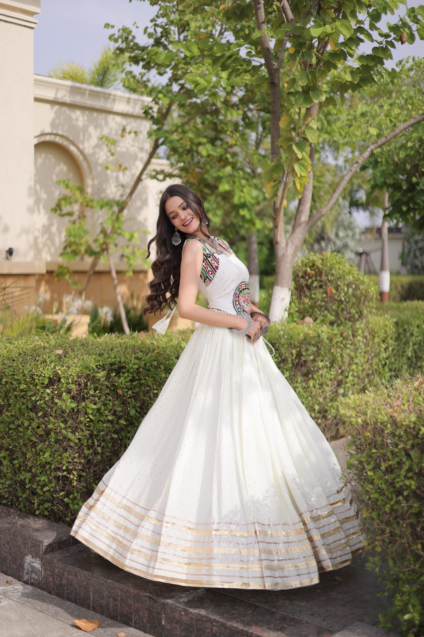 Reyon Gamthi Mirror Work Lehenga Set