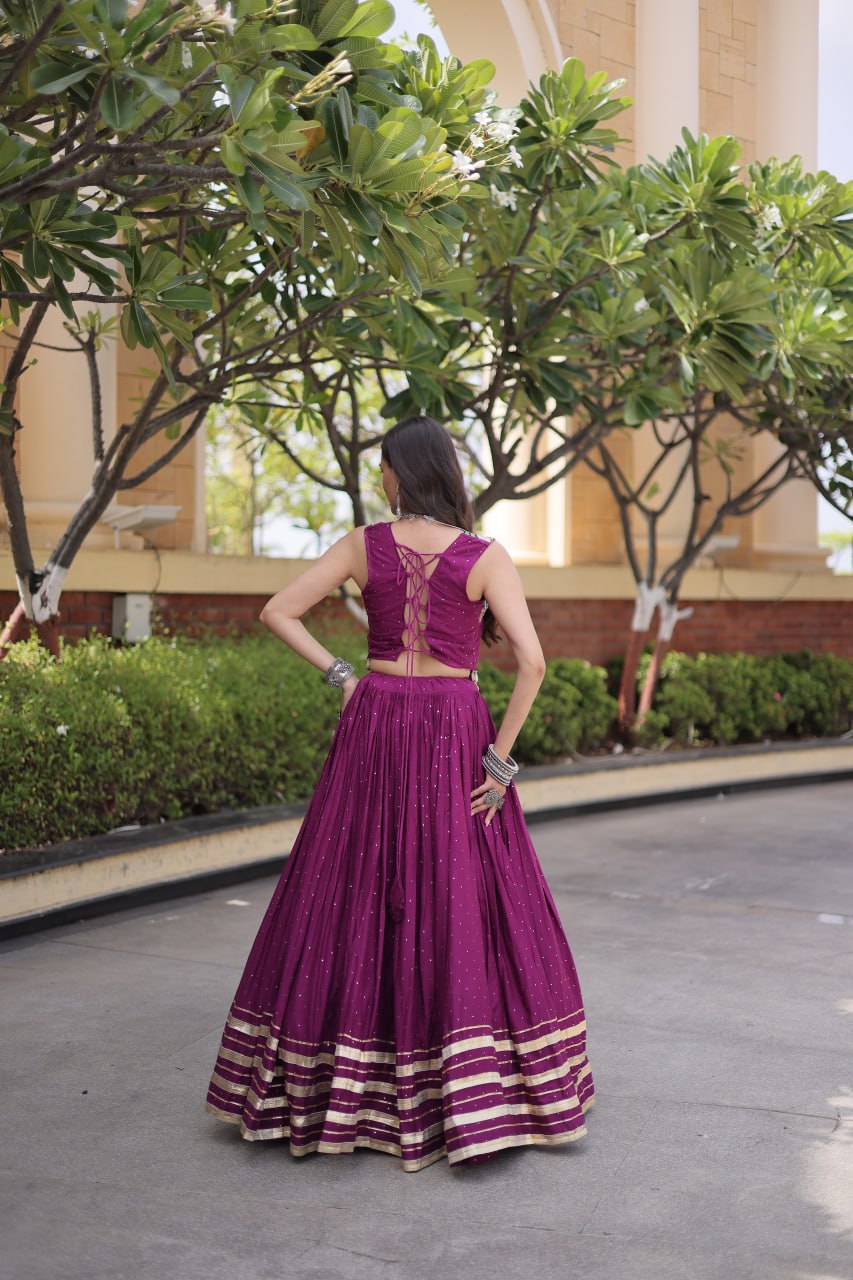 Reyon Gamthi Mirror Work Lehenga Set