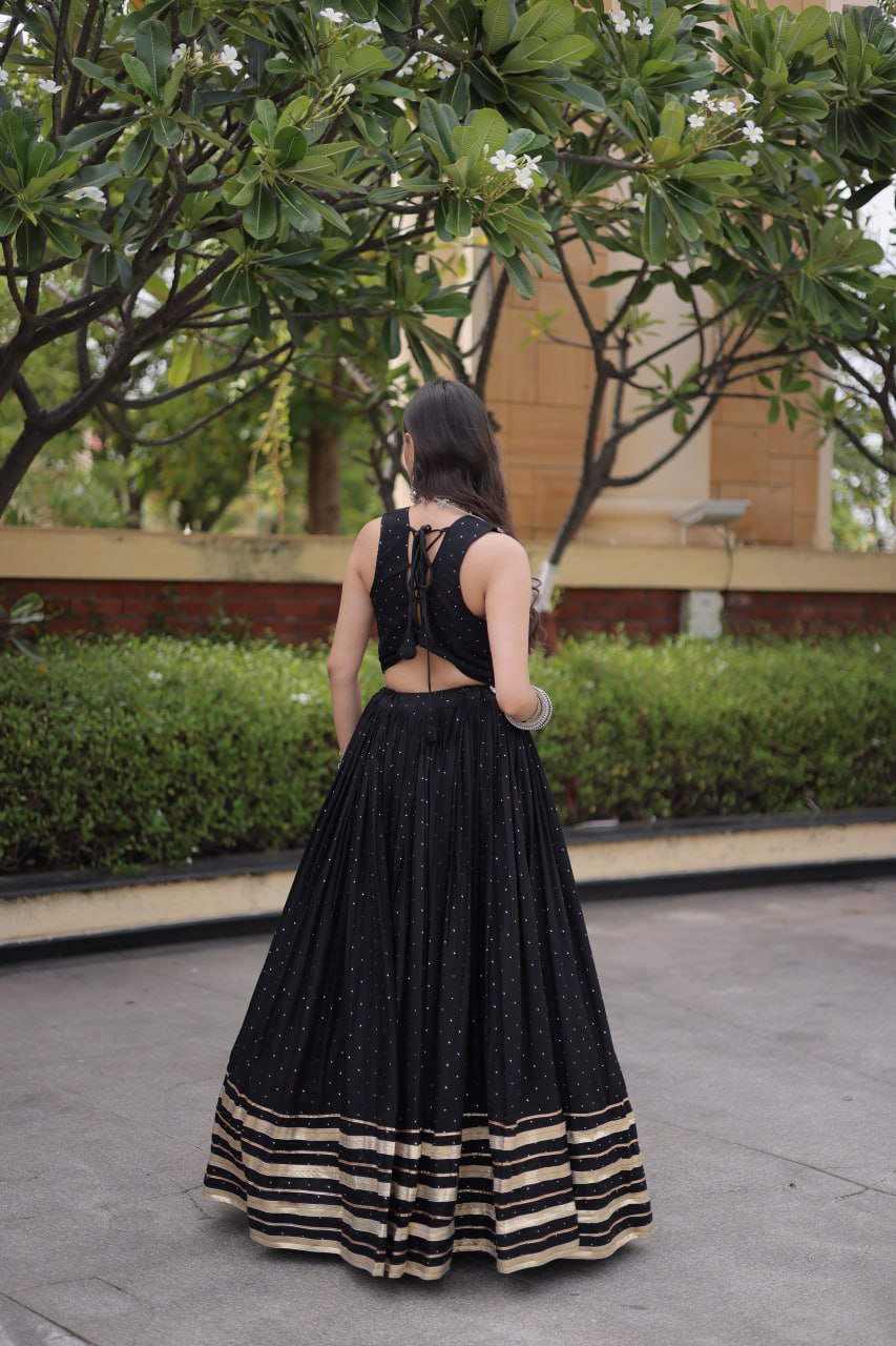 Reyon Gamthi Mirror Work Lehenga Set