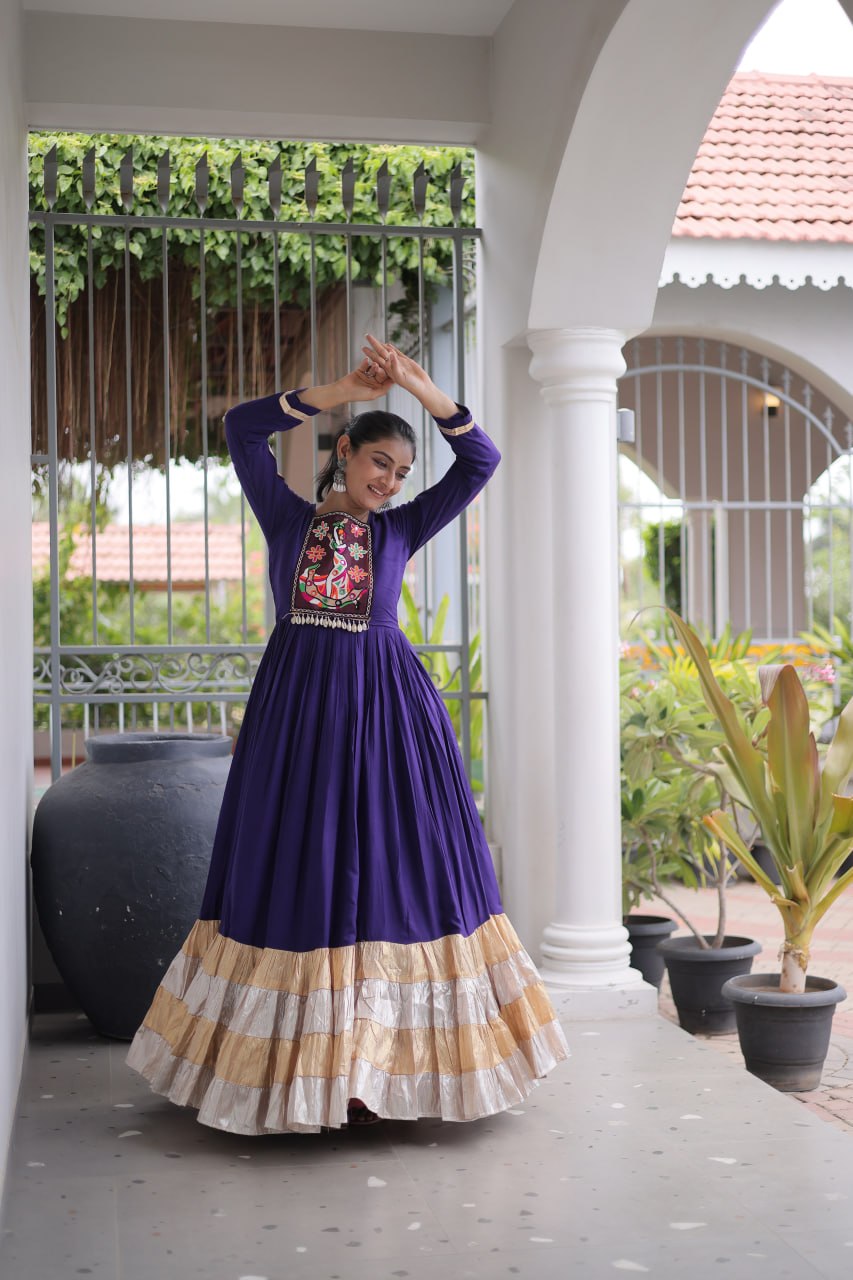 Reyon Kutchi Gamthi Thread Work Gown