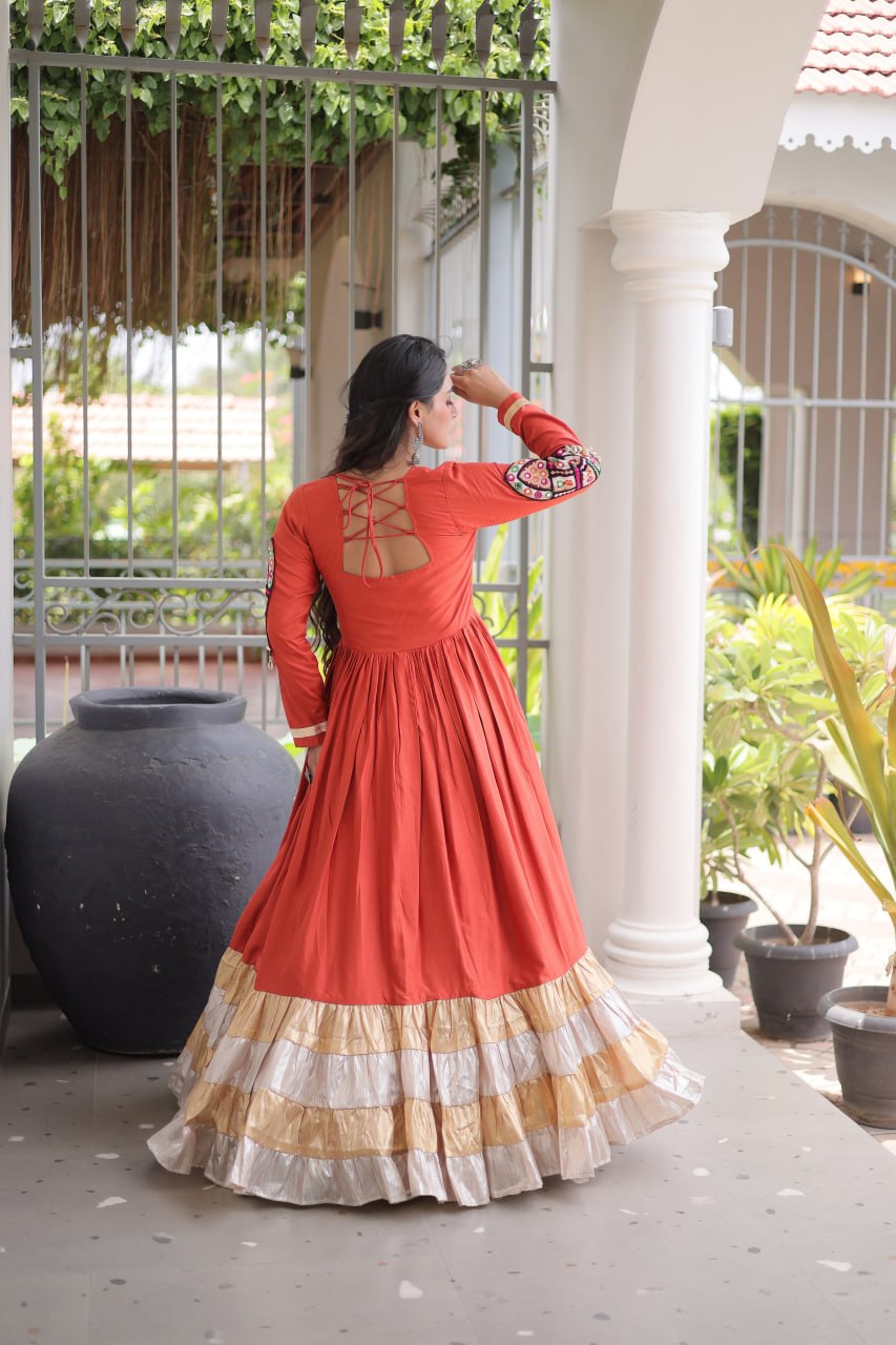 Reyon Kutchi Gamthi Thread Work Gown
