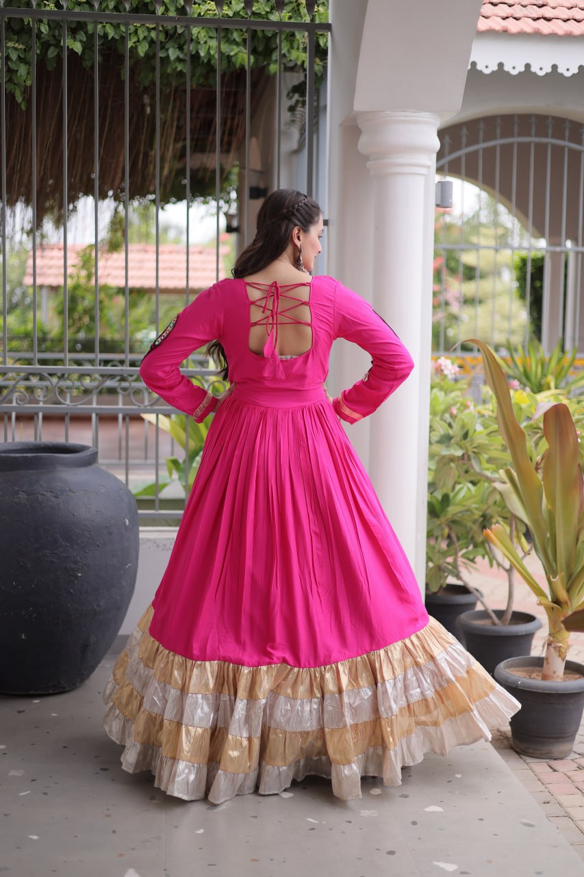 Reyon Kutchi Gamthi Thread Work Gown