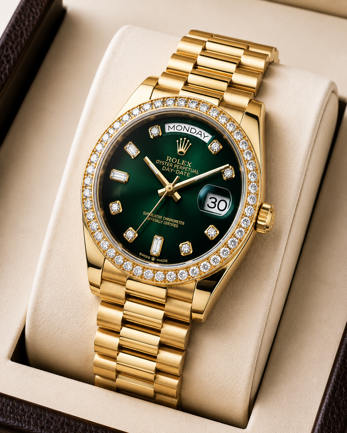 Role_x Day Date Gold/Green Diamond