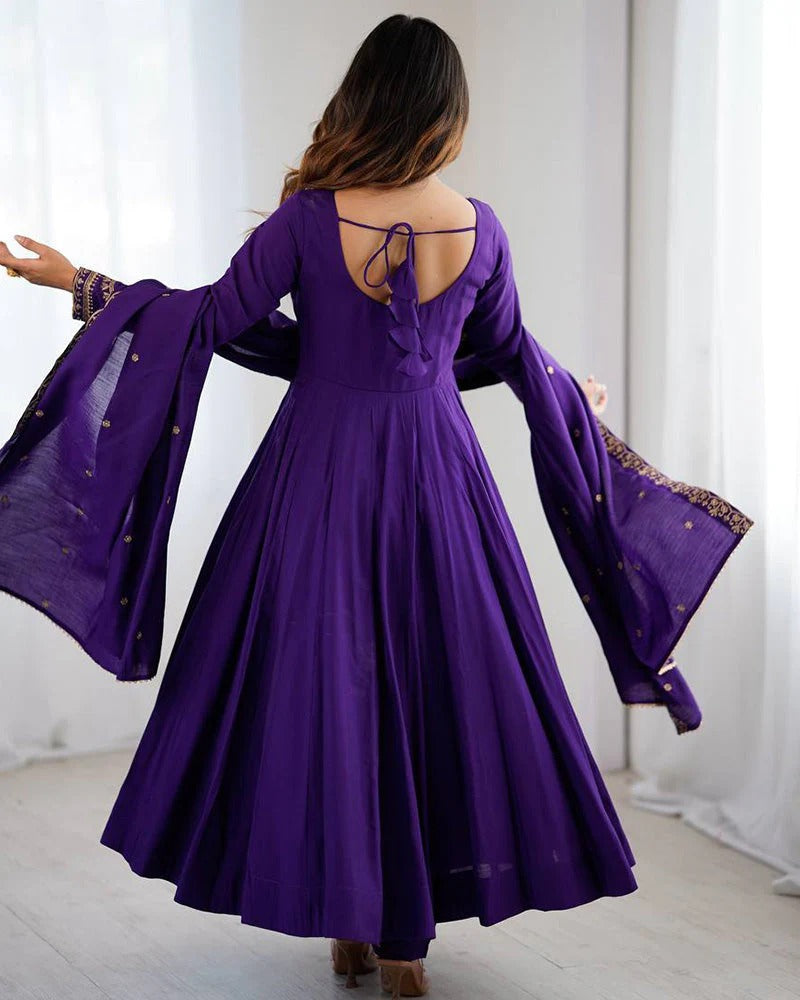 Majestic roman chanderi silk designer anarkali gown set