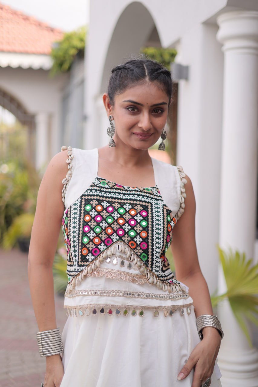 Roman Silk Pan Patti Gota Work Lehenga Set