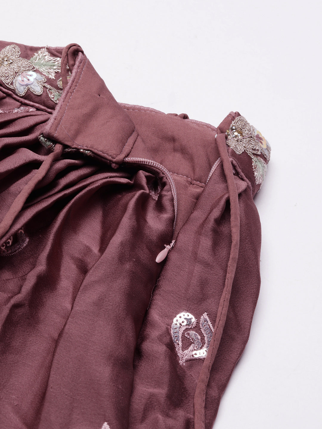 Rose Gold Chinon Sequins embroidery Semi-Stitched Lehenga choli & Dupatta