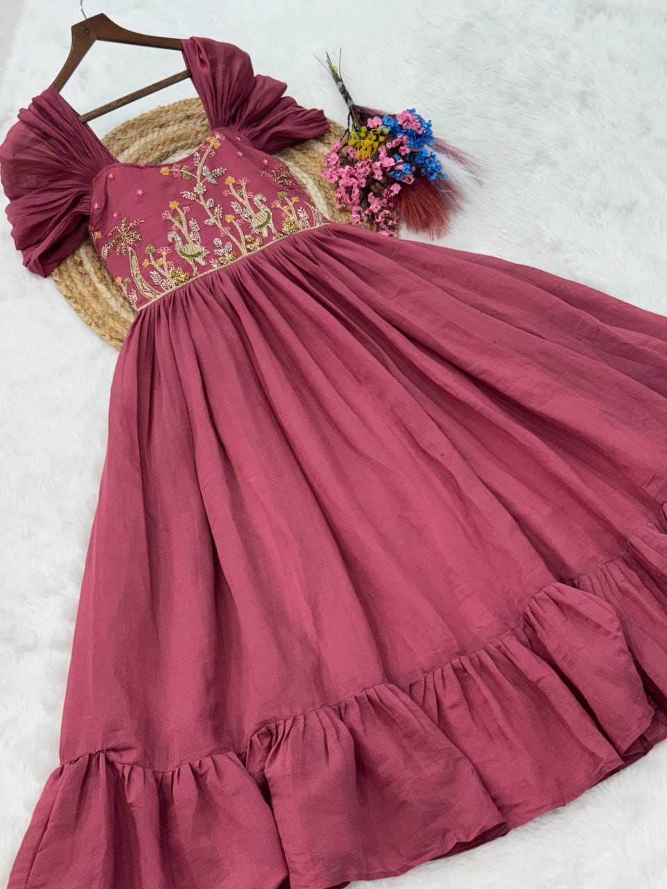 Rose Pink Gown with Cap Sleeves