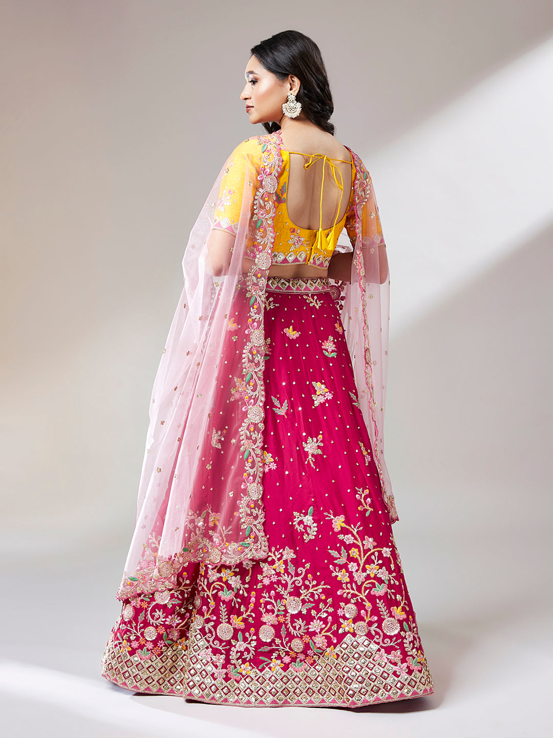 Rose Pure Georgette Sequinse Work Semi-Stitched Lehenga & Unstitched Blouse with Dupatta