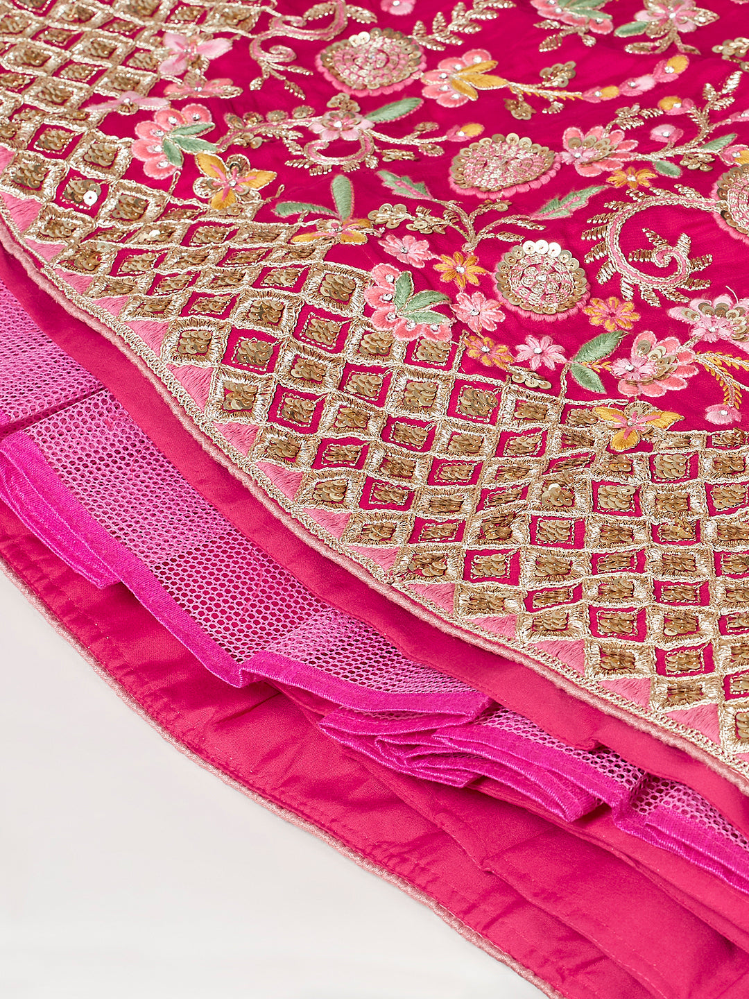 Rose Pure Georgette Sequinse Work Semi-Stitched Lehenga & Unstitched Blouse with Dupatta