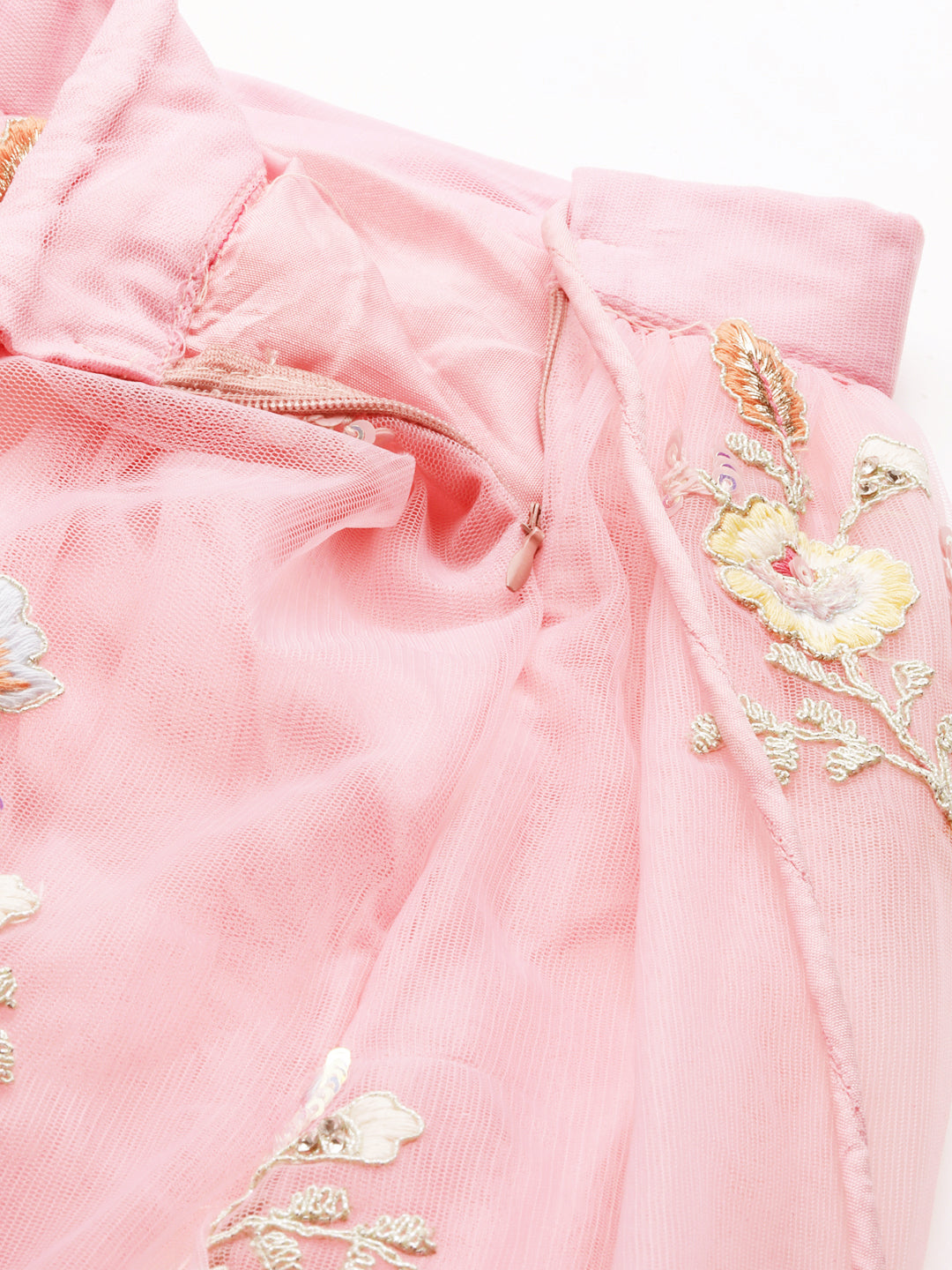 Rose Tone Shadding Net Sequinse Work Semi-Stitched Lehenga & Unstitched Blouse, Dupatta