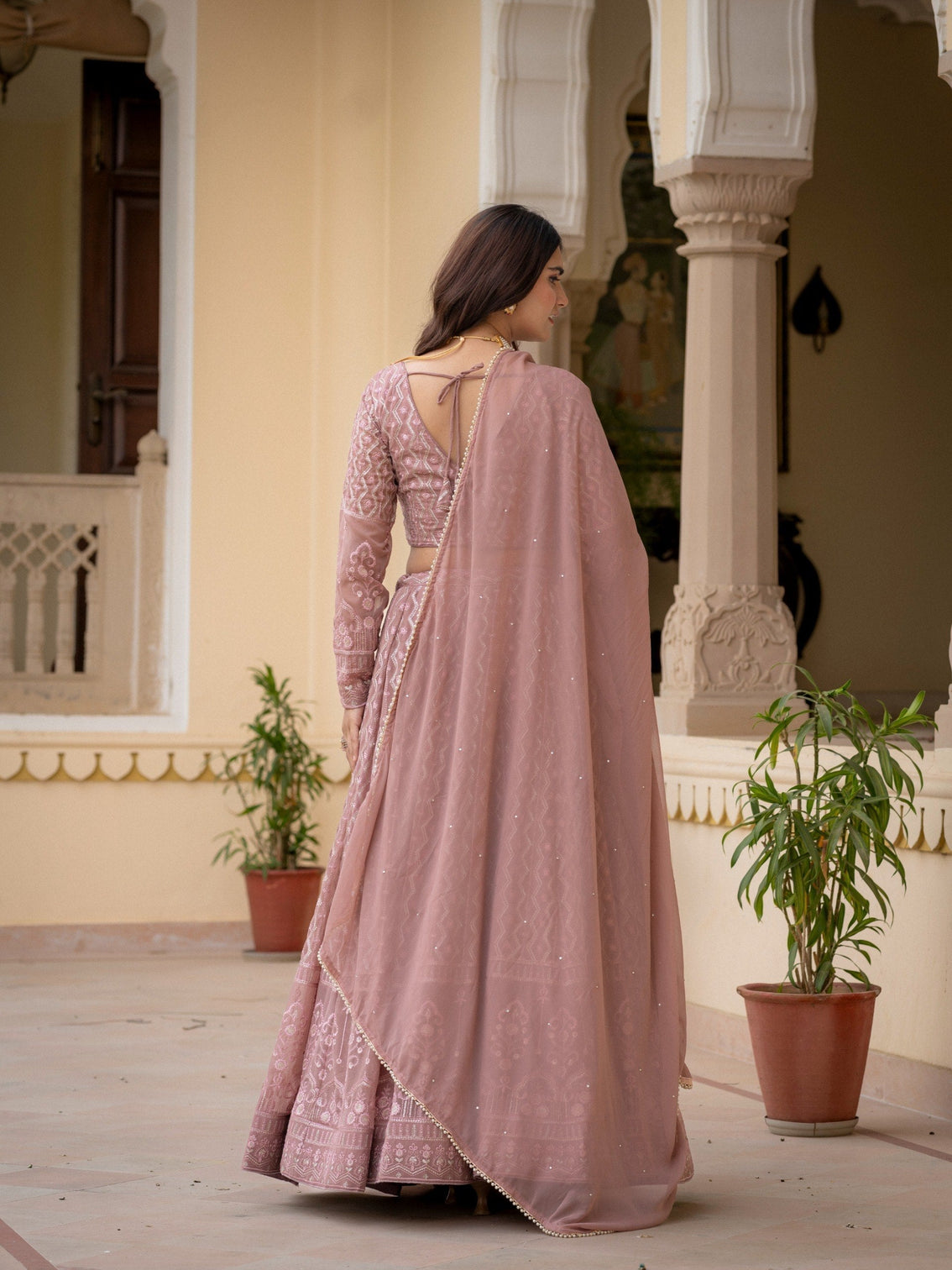 Rosy Brown Georgette Lehenga Set