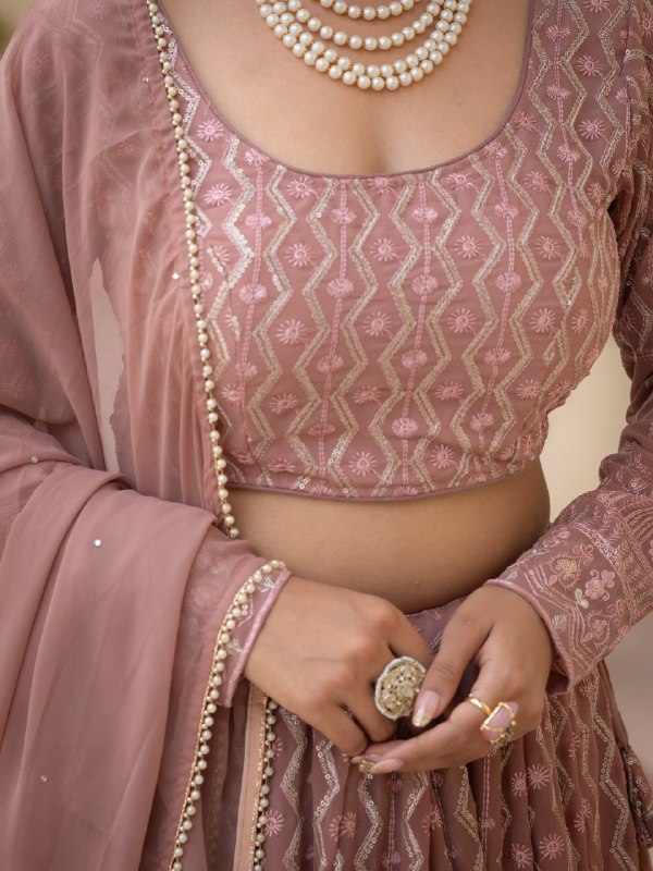 Rosy Brown Georgette Lehenga Set