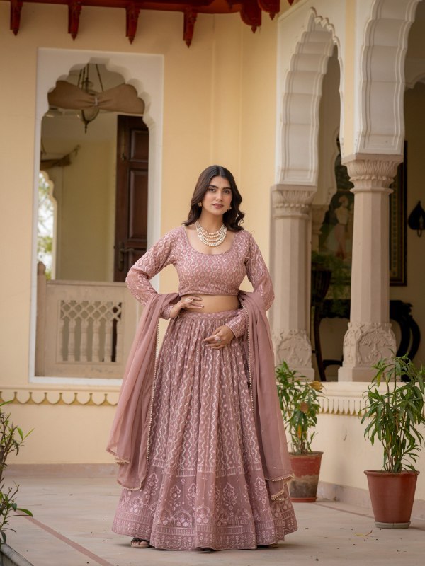 Rosy Brown Georgette Lehenga Set
