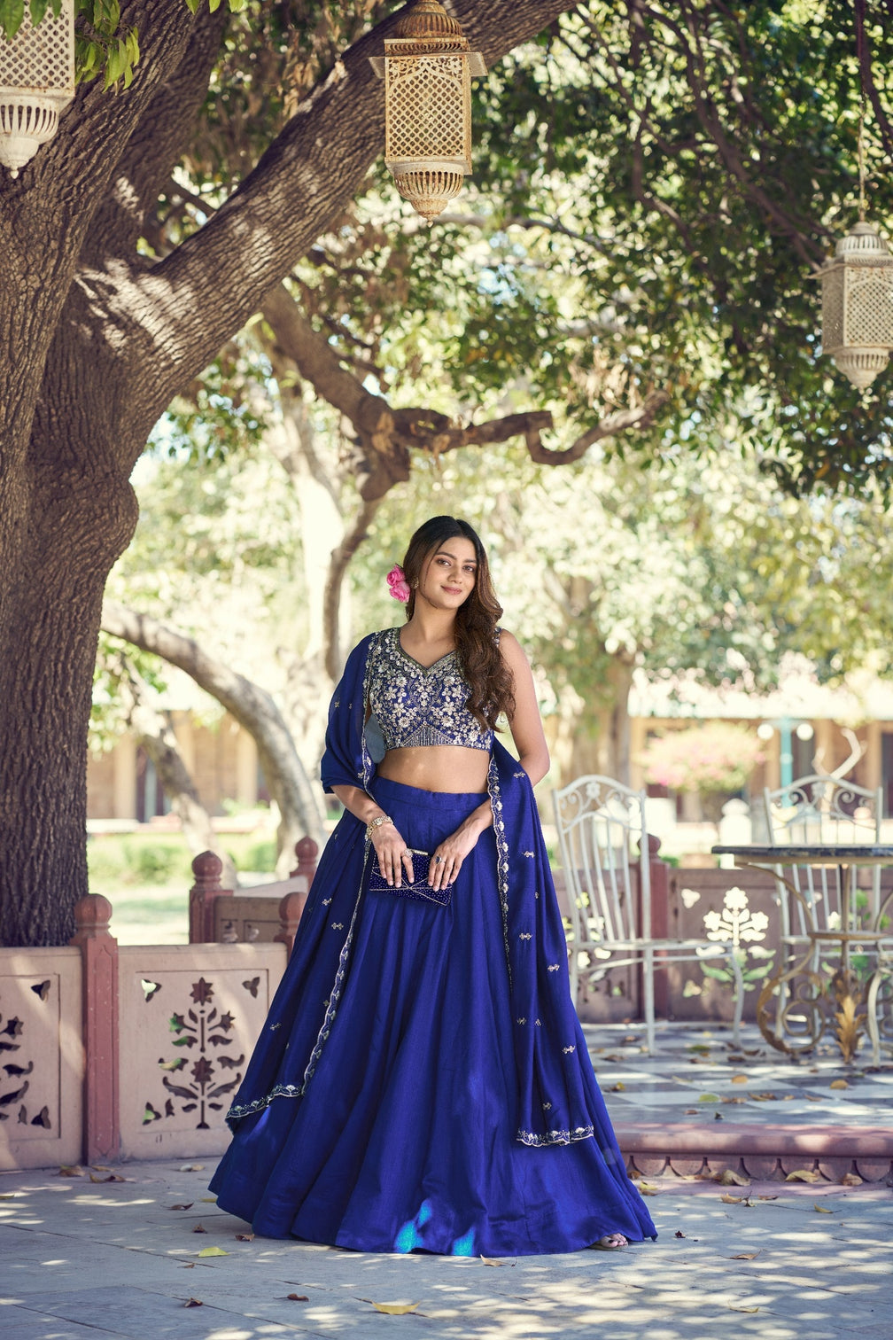 Royal blue Kashmiri Embroidered Lehenga