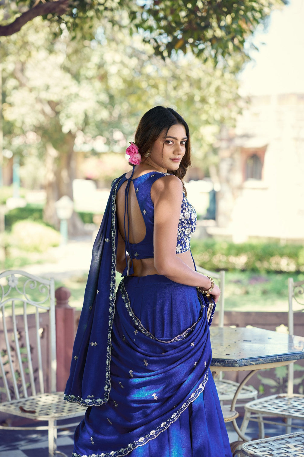 Royal blue Kashmiri Embroidered Lehenga
