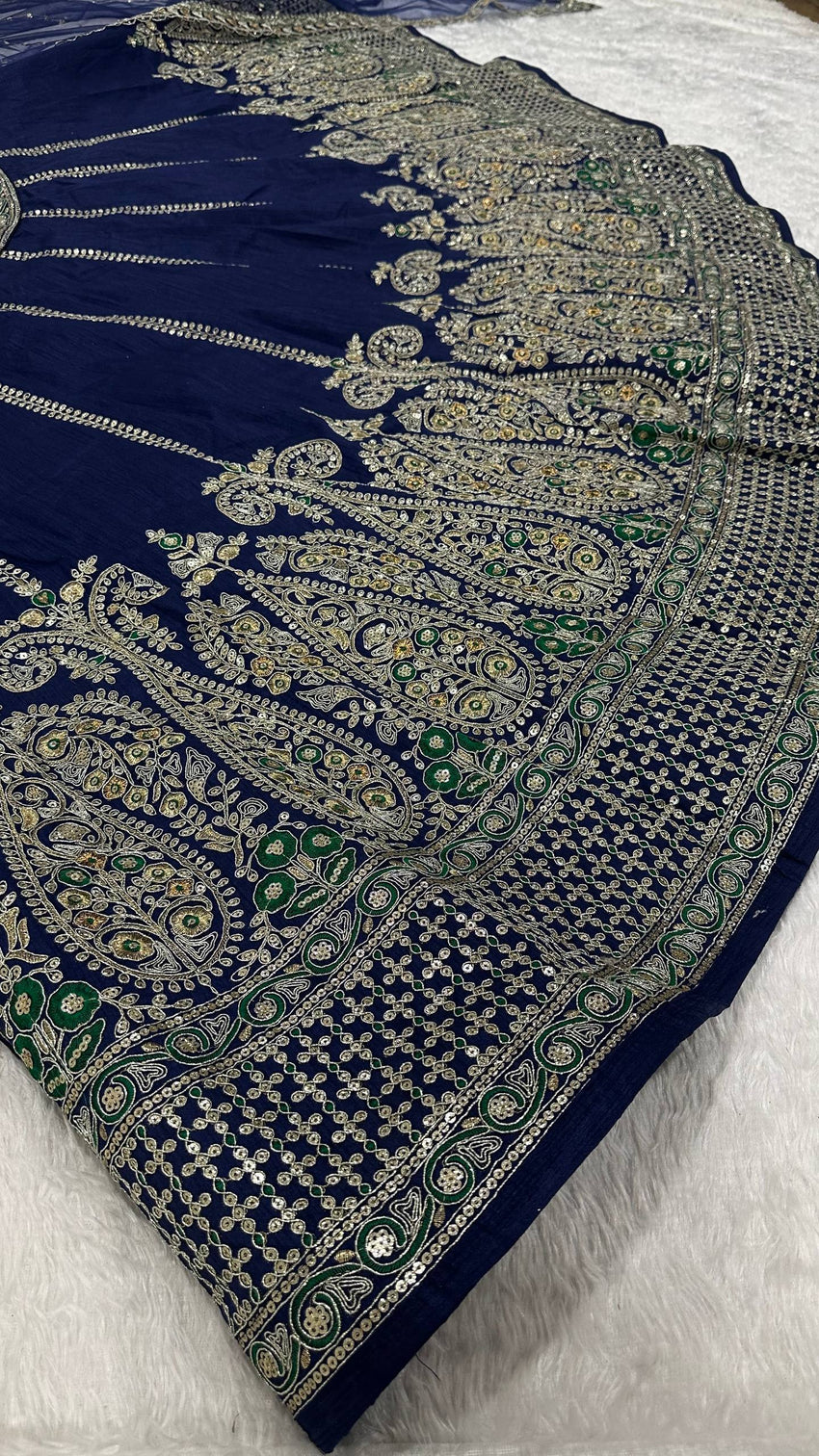 Royal Blue Silk Designer Sequins Lehenga