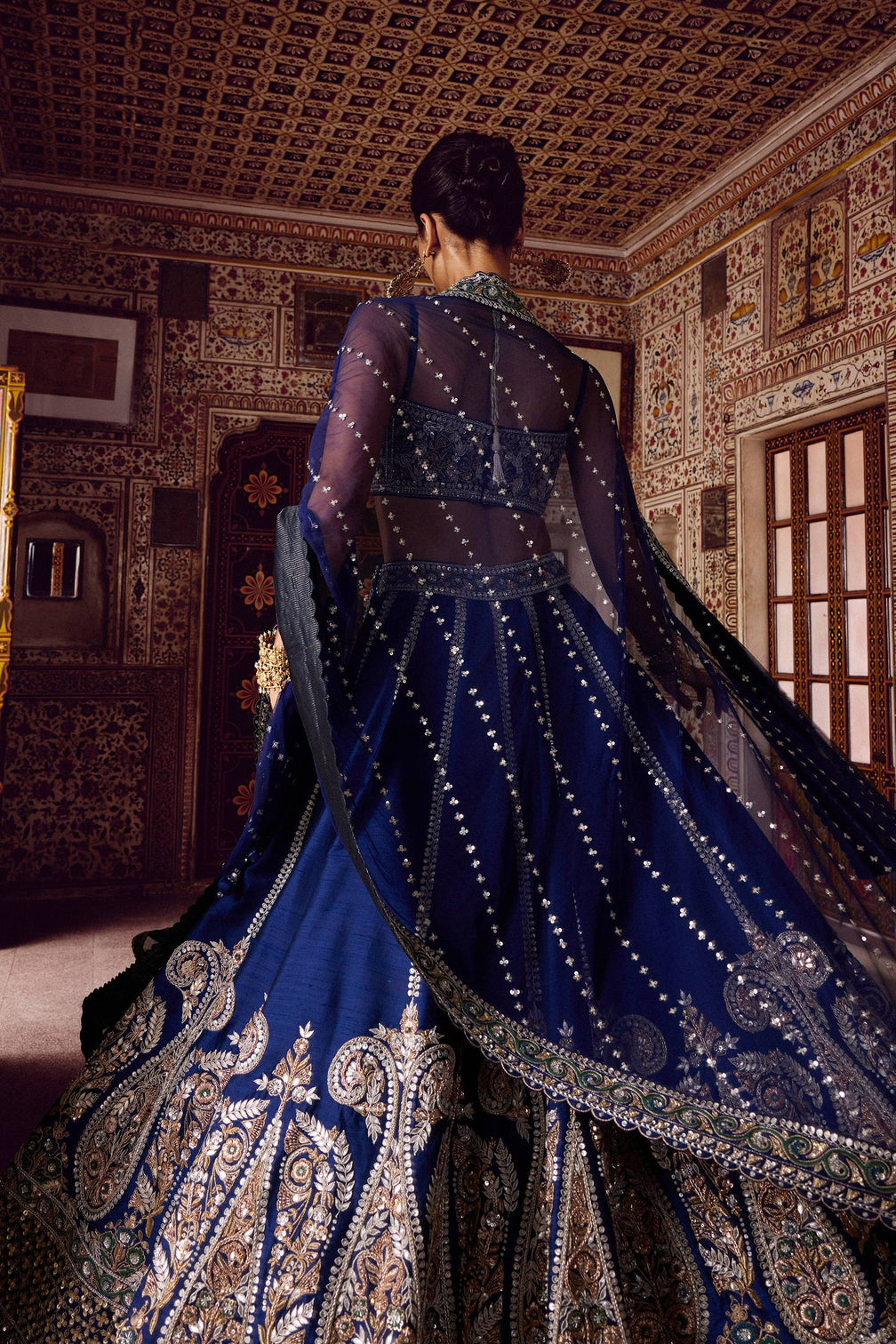 Royal Blue Silk Designer Sequins Lehenga