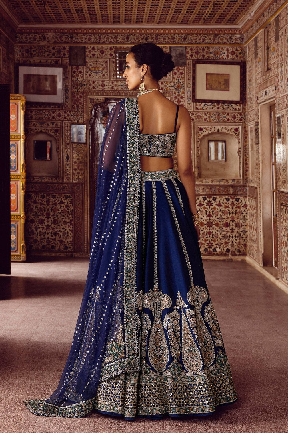 Royal Blue Silk Designer Sequins Lehenga