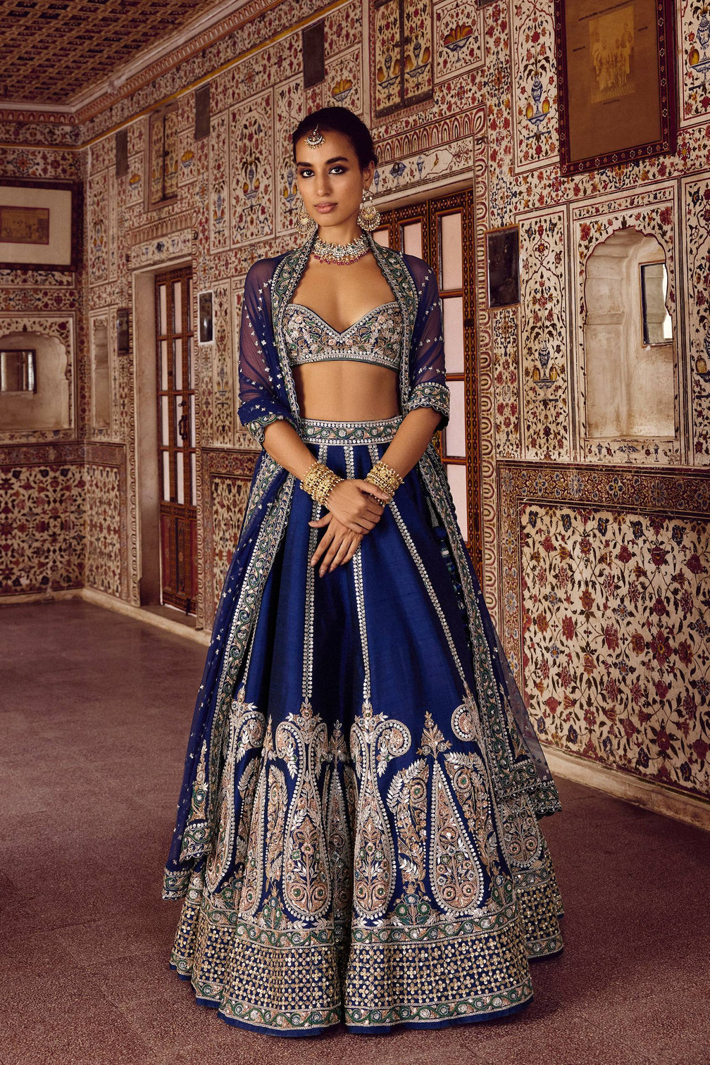 Royal Blue Silk Designer Sequins Lehenga