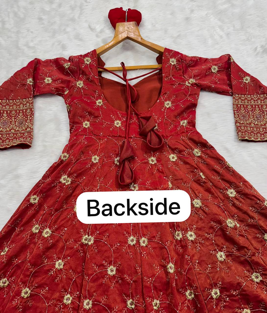 Rust Heavy Sequence Anarkali Suit