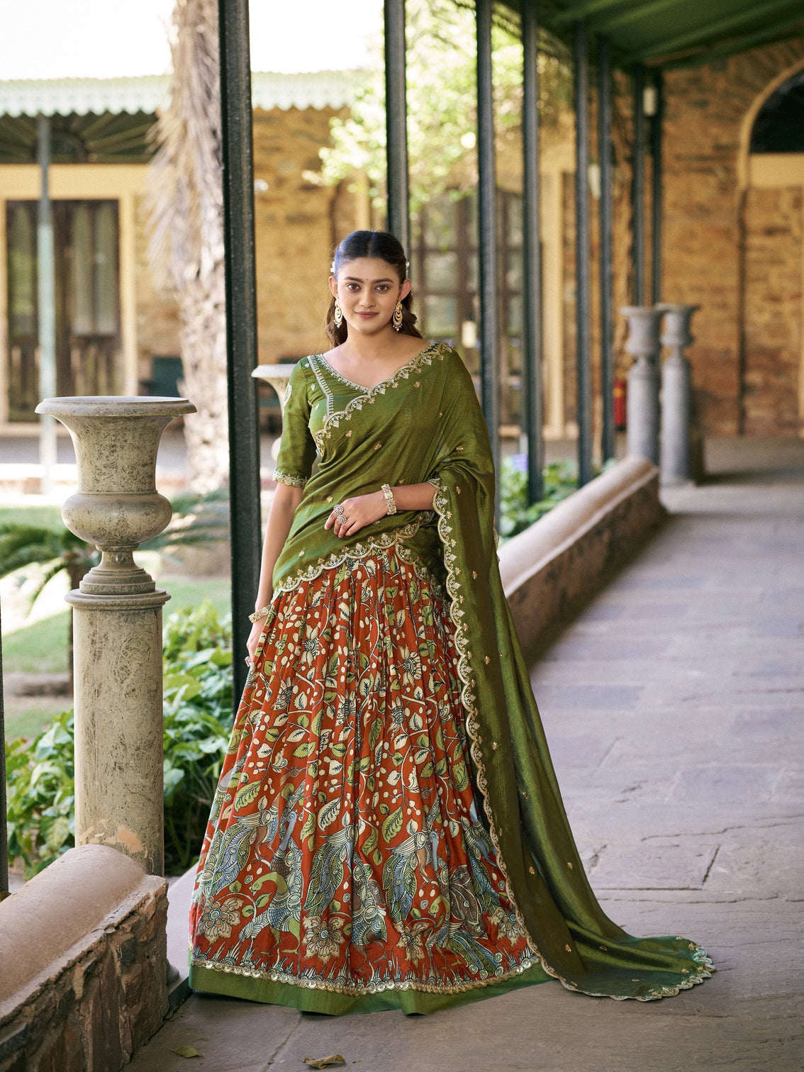 Festival wear kalamkari print lehenga