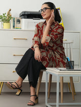 Gerua Power Move Red Quirky Print Cotton Blend Shirt