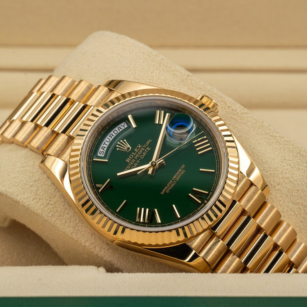 Rolex Day Date Gold/ Green Watch