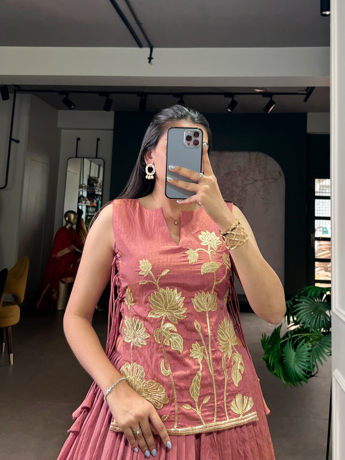 Salmon Embroidered Lehenga Choli