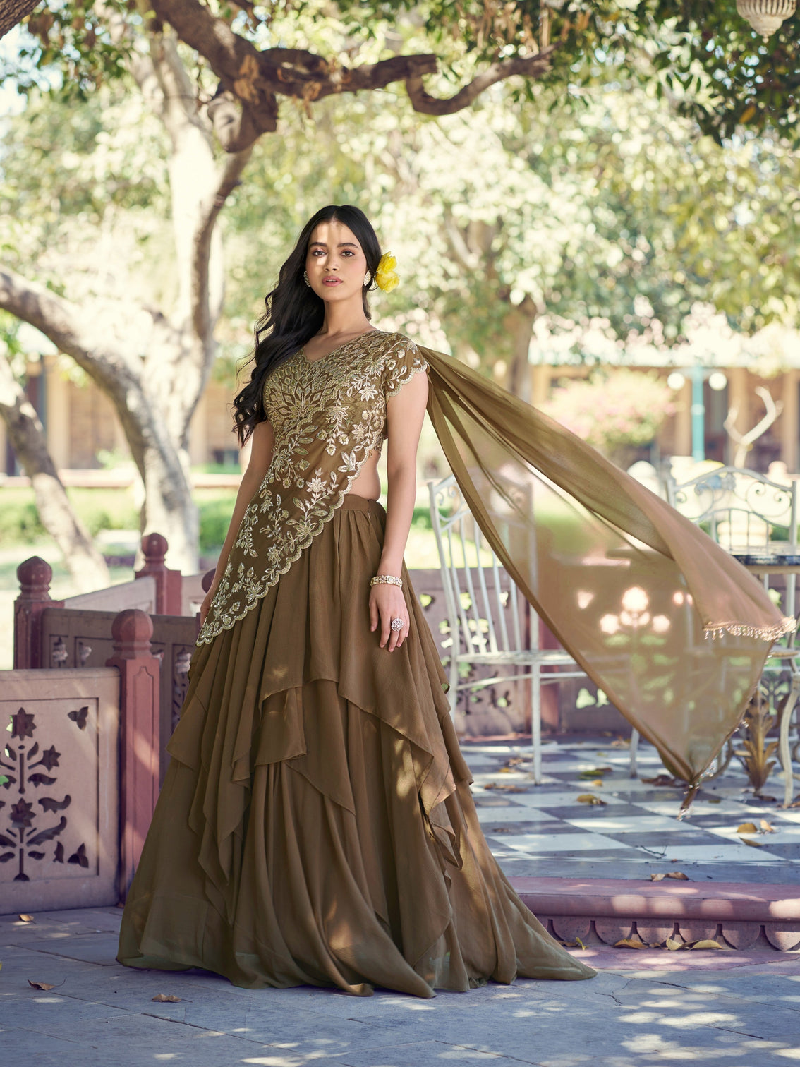 Coffee color traditional lehenga choli