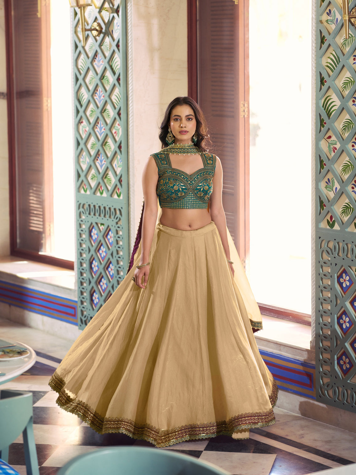 Chiku color bridesmaid chaniya choli