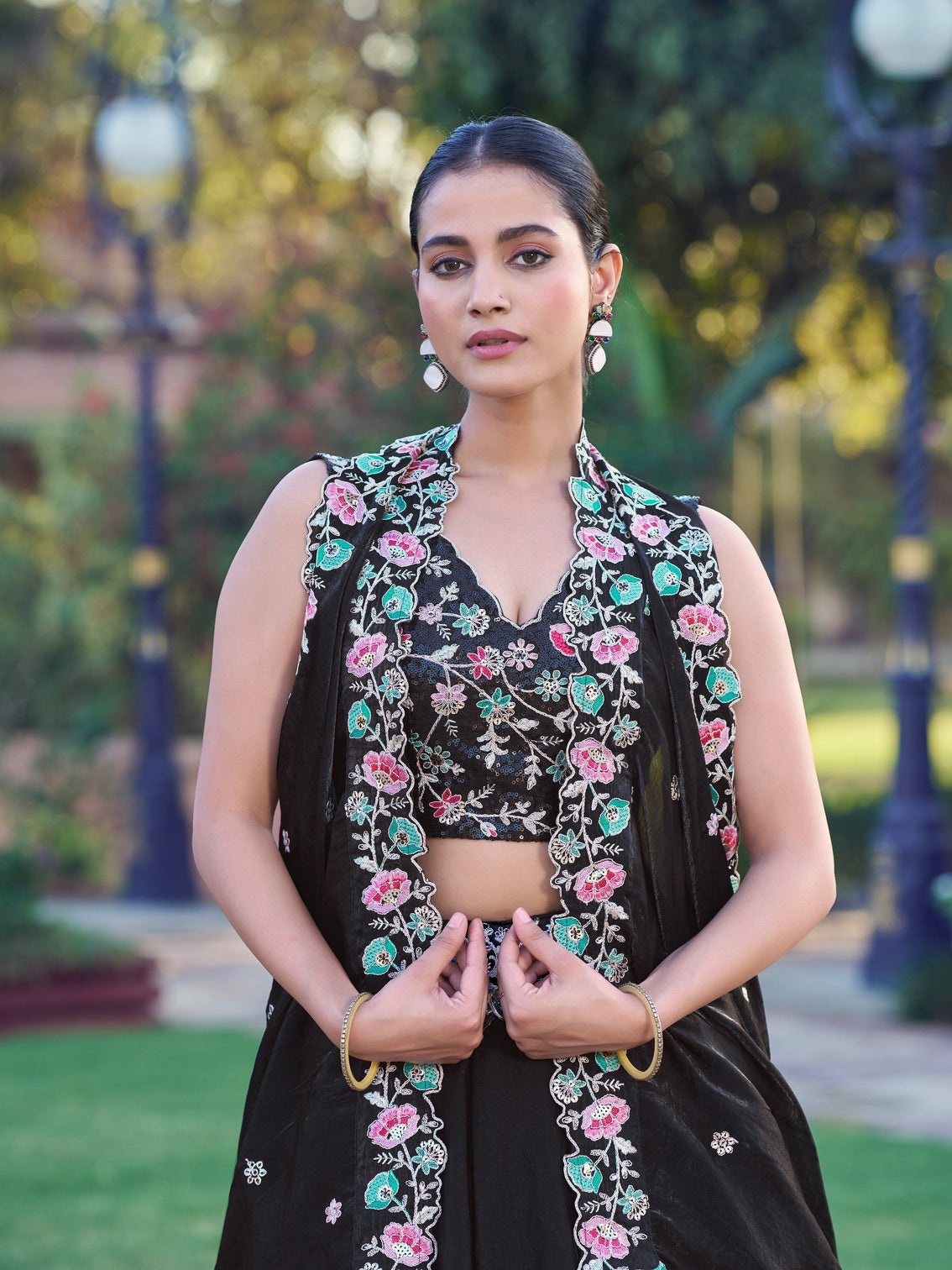Black color embroidery work wedding chaniya choli